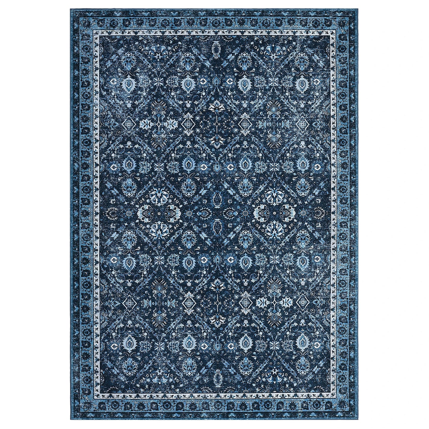 NONECN Moroccan Trellis Low Pile Rug Machine Washable Non Slip