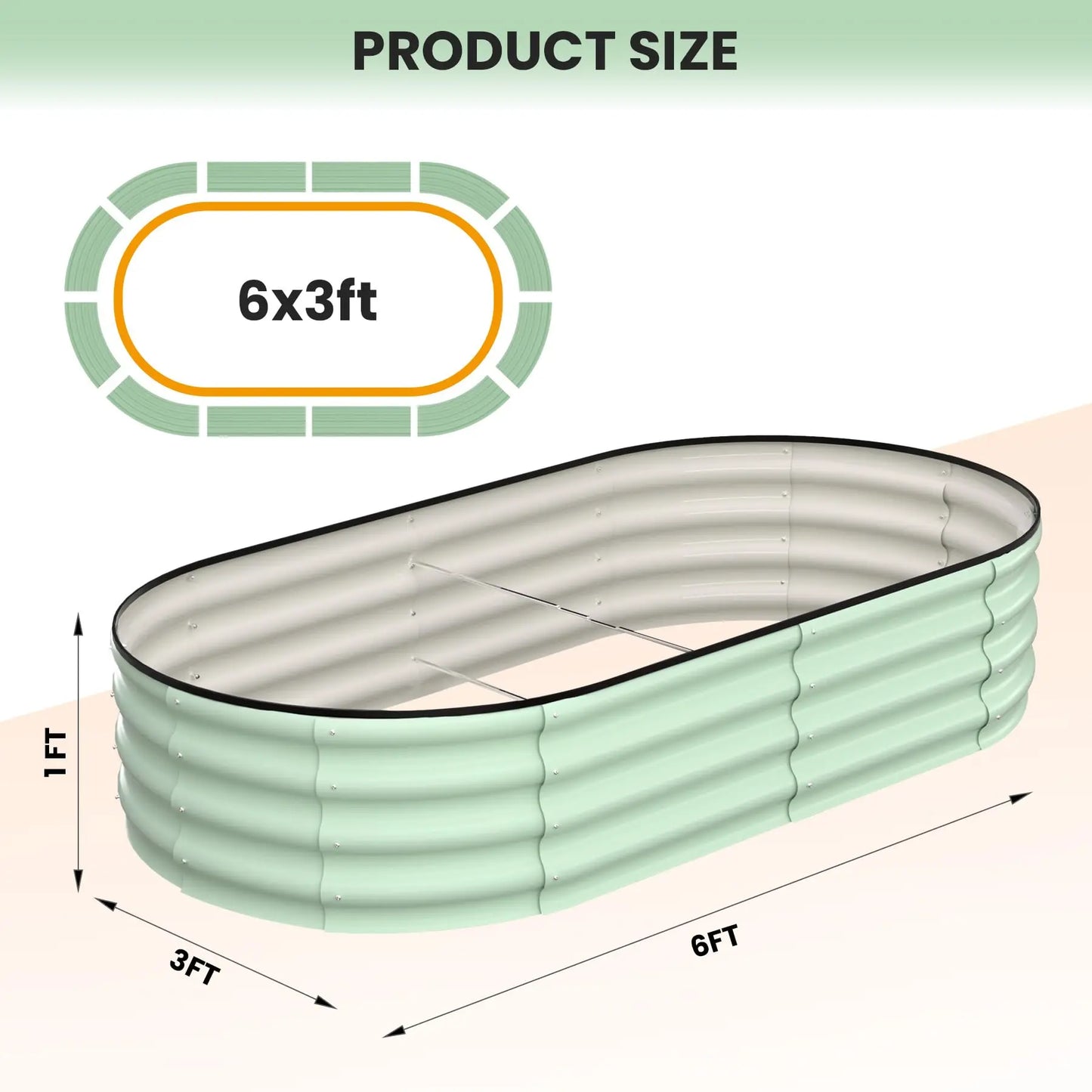 HiMISS Two Pack Oval Galvanized Steel Raised Garden Bed Planter