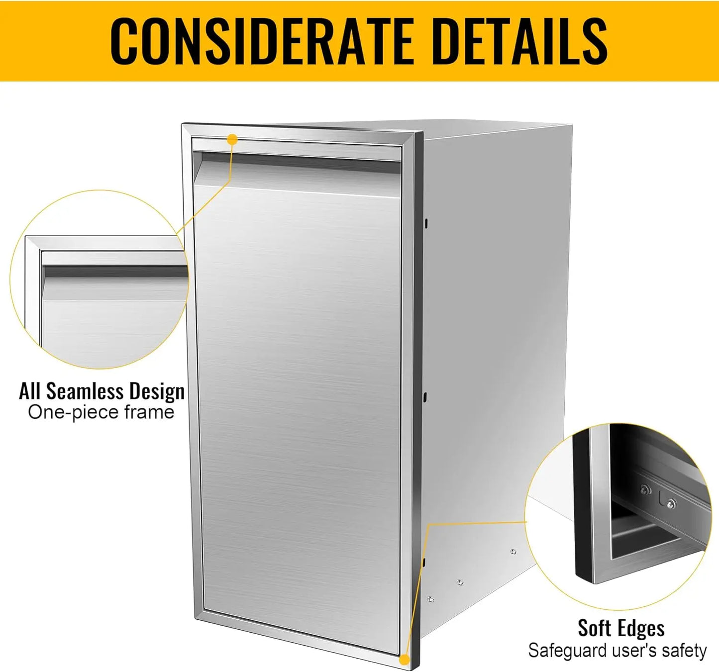 Built In Single Trash Drawer Outdoor Kitchen Stainless Steel