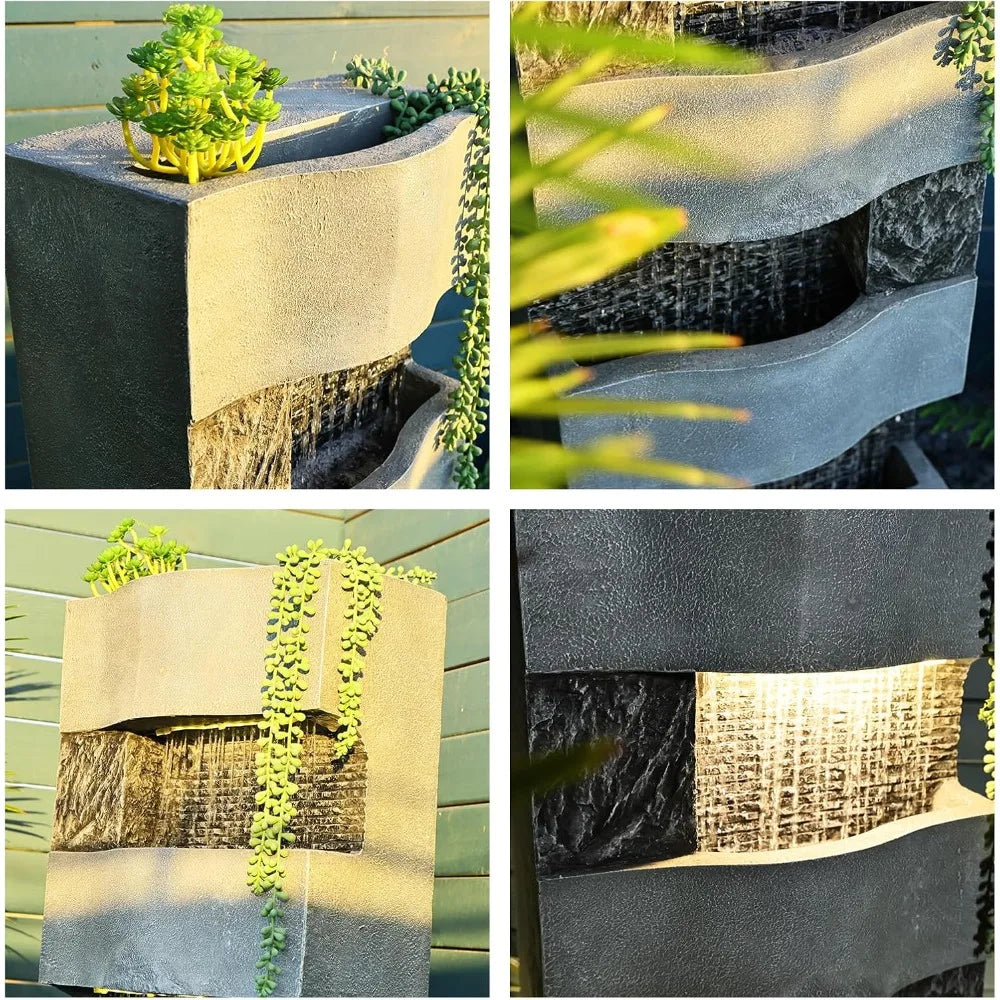 DAFIFY 4-Tier Outdoor Garden Water Fountain With LED Lights