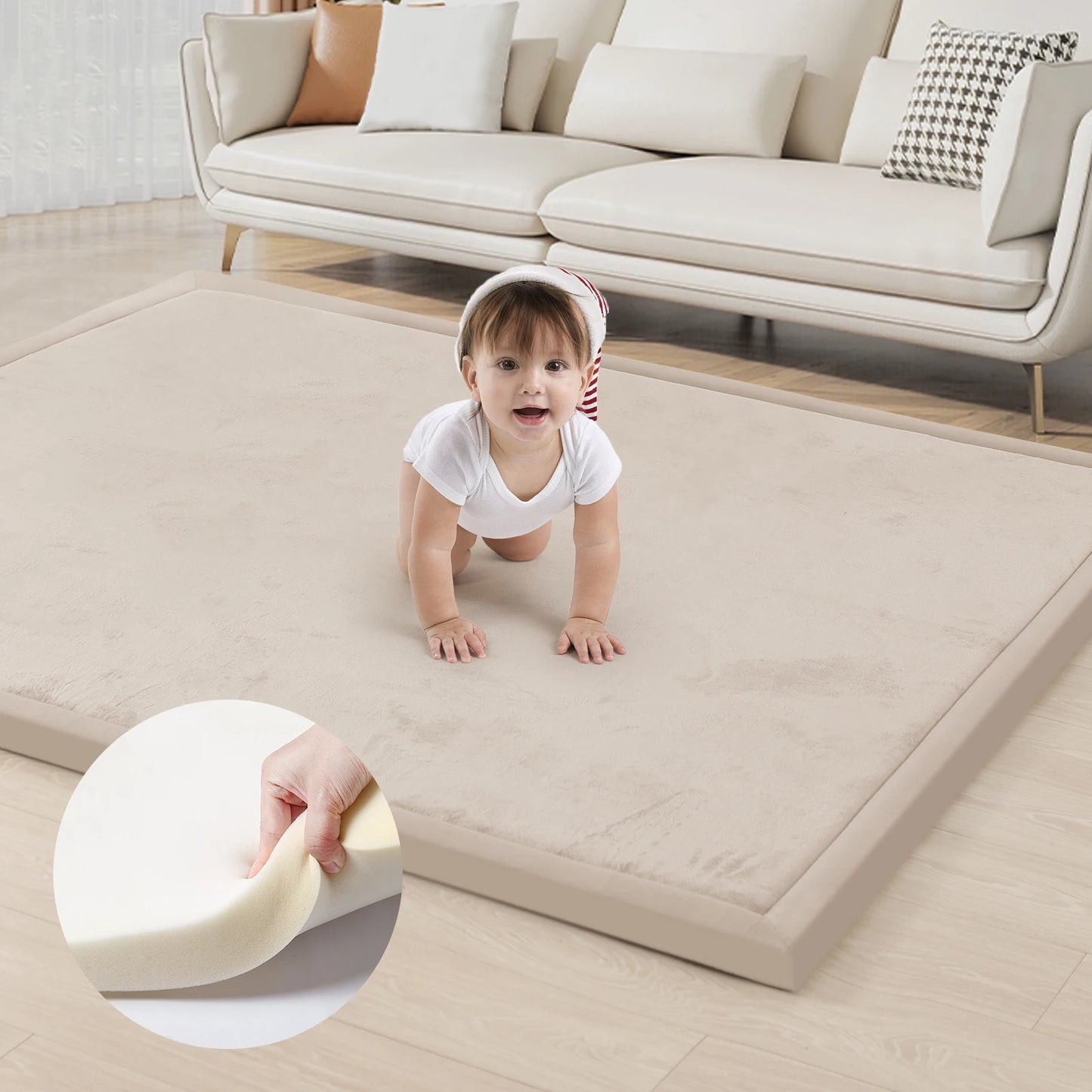 Huloo Sleep Memory Foam Playpen Mat With Non Slip Bottom