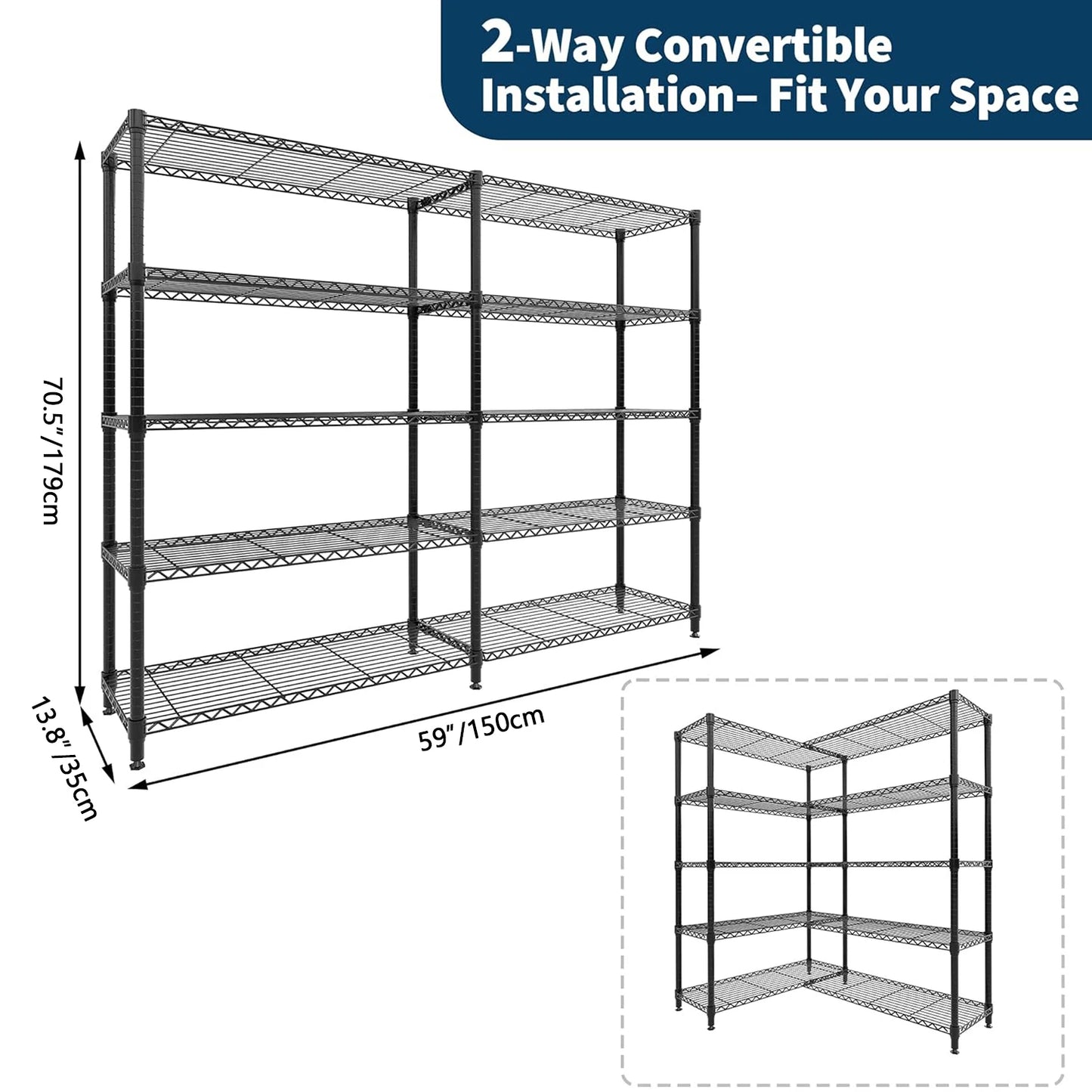 TWISTER.CK Heavy Duty 5 Tier Metal Shelving Unit Garage