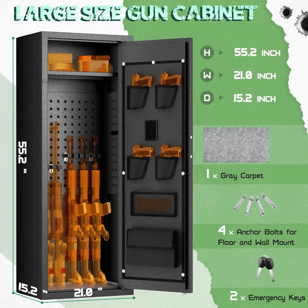 Gun Safe 10 Rifle And 4 Pistol Pouches Password Lock