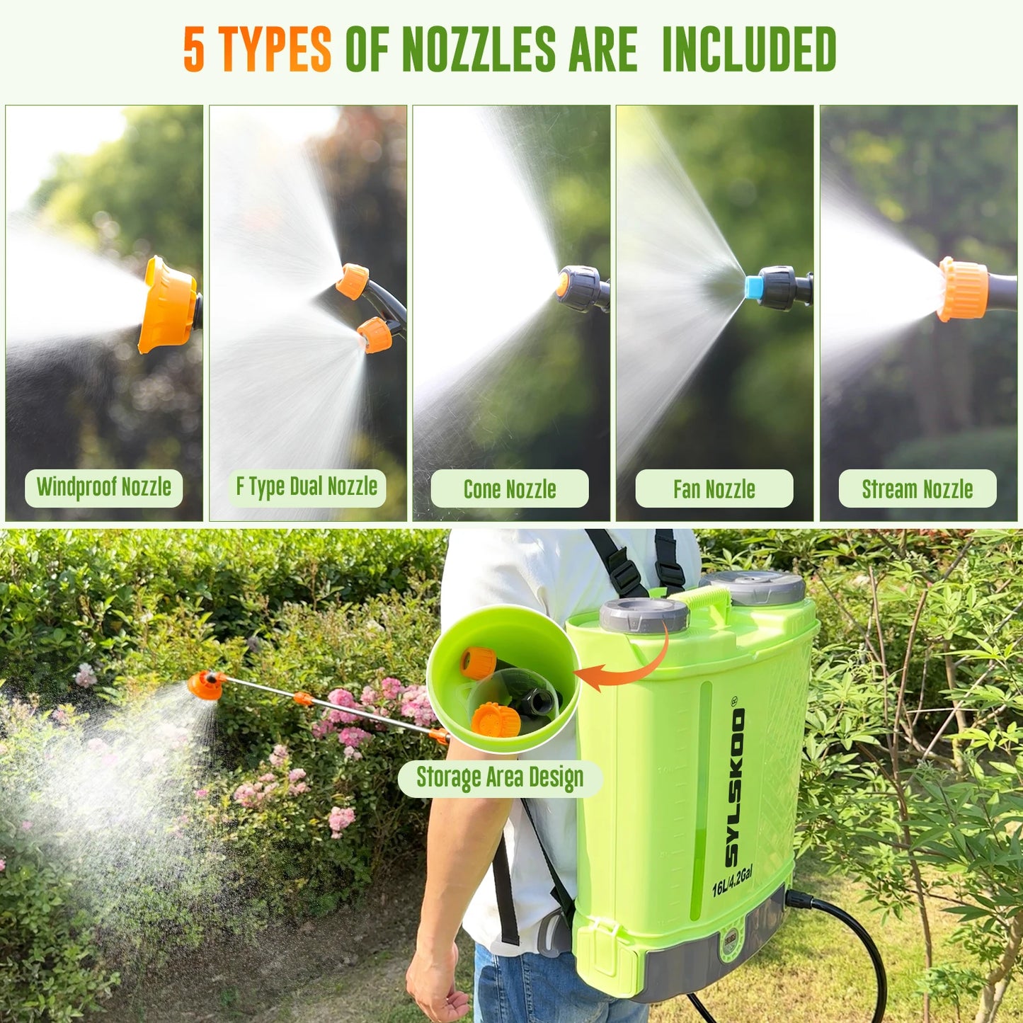 Electric Garden Sprayer 100 PSI With Telescopic Wand And Battery Charger