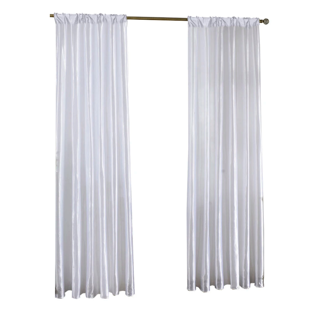 Solid Satin Curtain For Living Room Half Blackout Drape