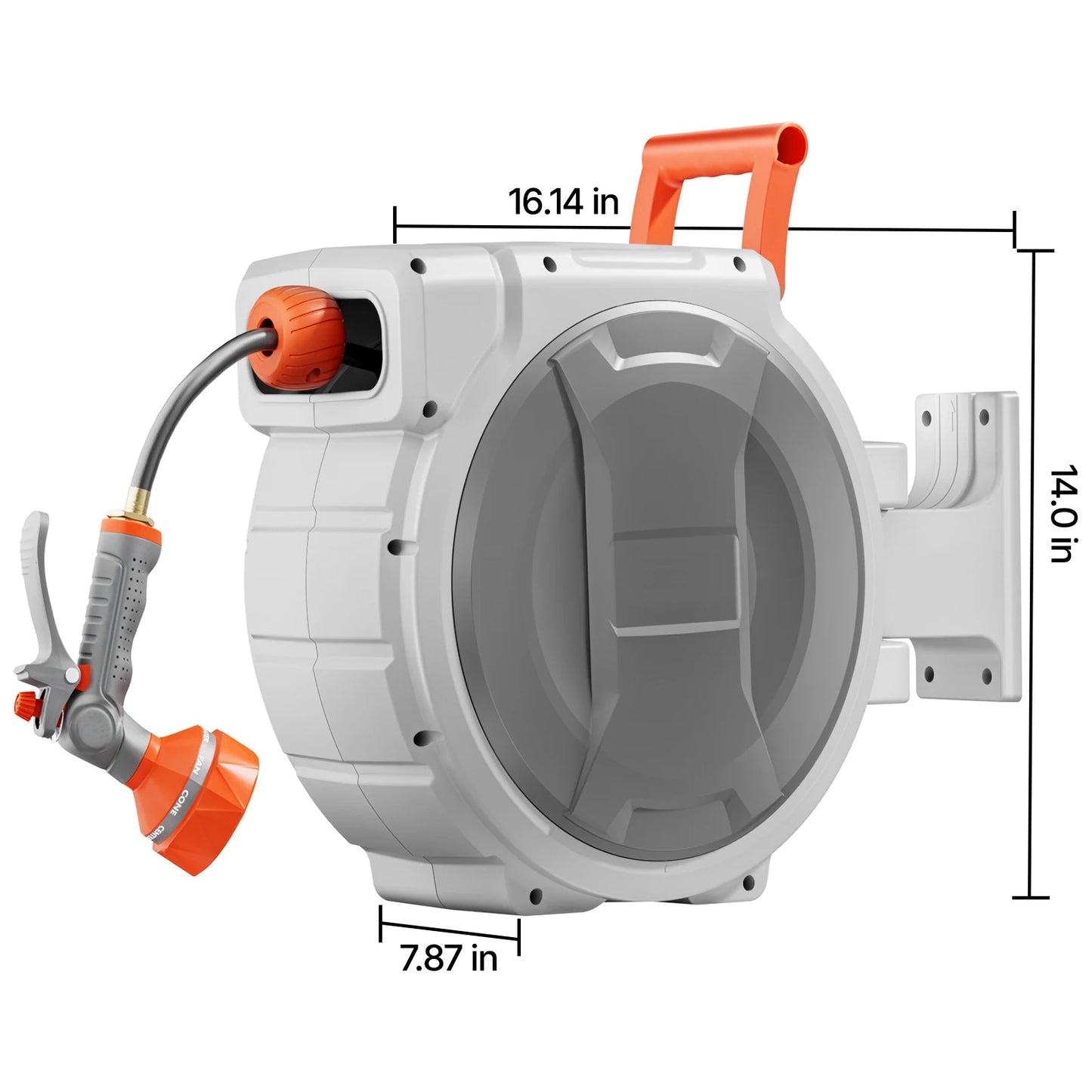 SucceBuy Retractable Garden Hose Reel Wall Mounted 9 Pattern Nozzle