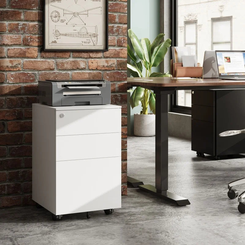 GALAXHERO 3 Drawer Locking Rolling File Cabinet With Security Lock