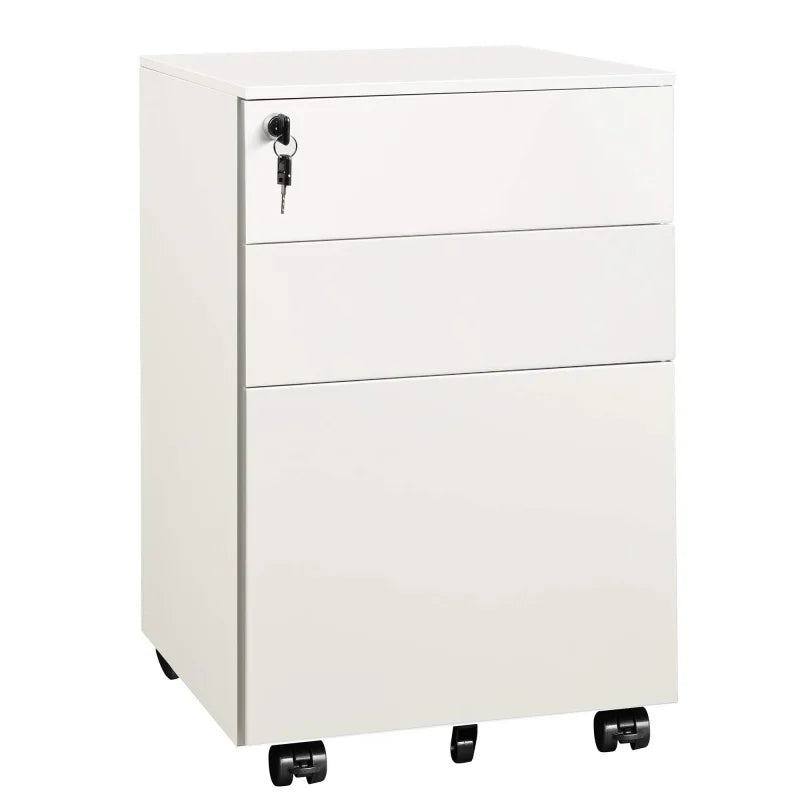 GALAXHERO 3 Drawer Locking Rolling File Cabinet With Security Lock