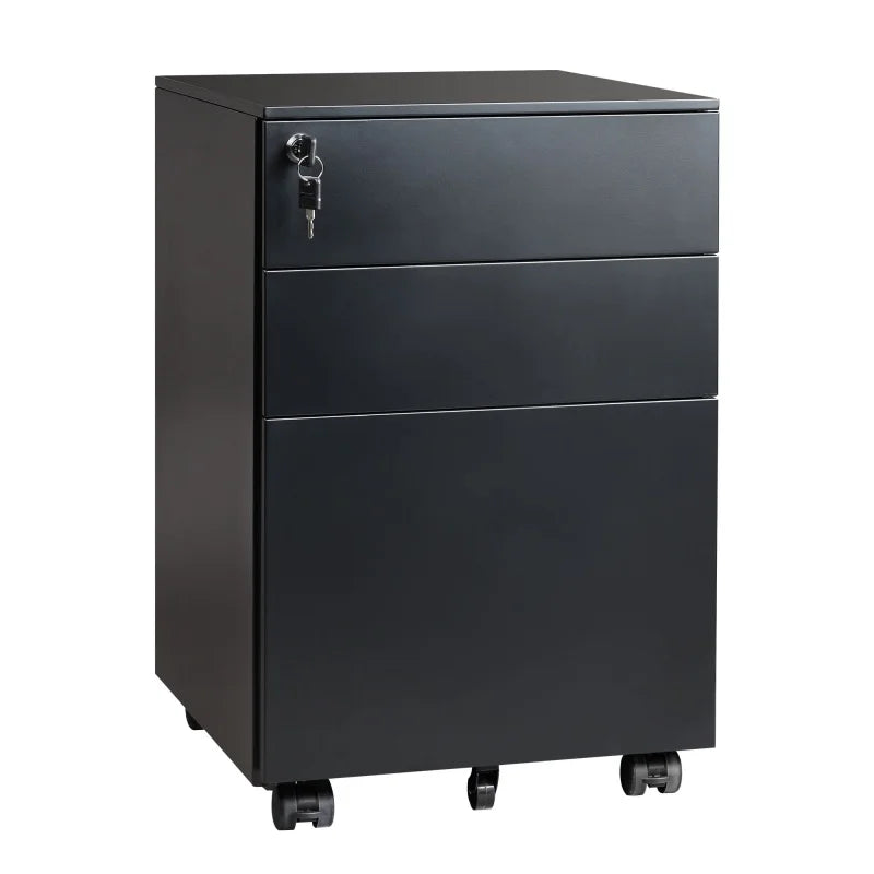 GALAXHERO 3 Drawer Locking Rolling File Cabinet With Security Lock