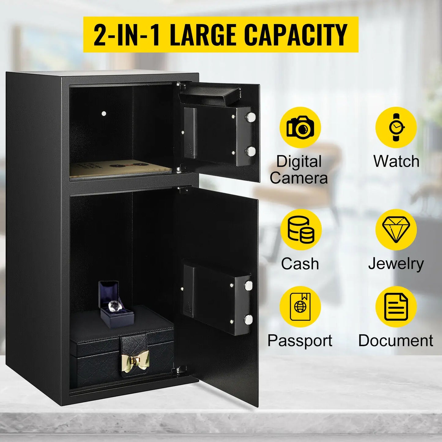 SucceBuy Double Door Safe Box With Electronic Lock Office