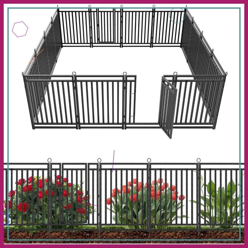 Rustproof Metal Garden Fence With Gates For Yard And Patio