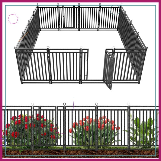 Rustproof Metal Garden Fence With Gates For Yard And Patio