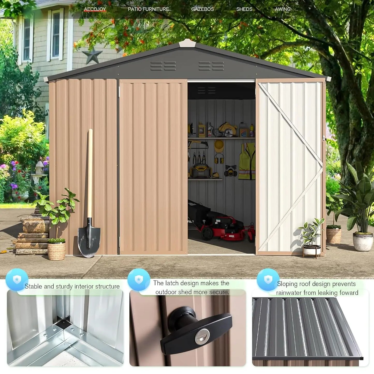 Lockable Steel Storage Shed For Garden Backyard Utility