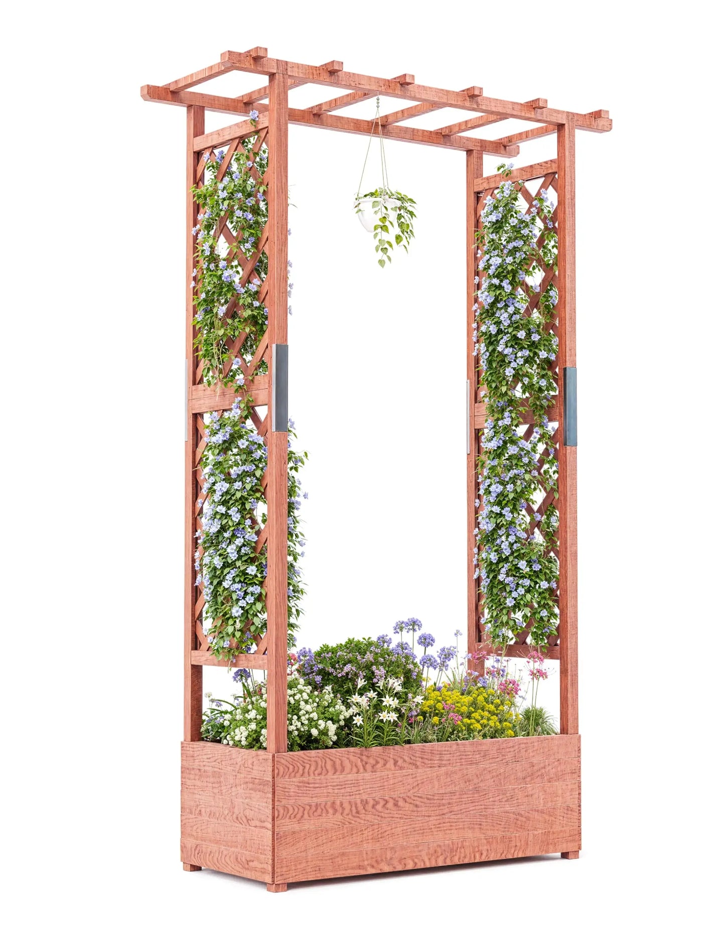 HiMISS Elevated Garden Bed With Trellis Freestanding Planter For Climbing Plants