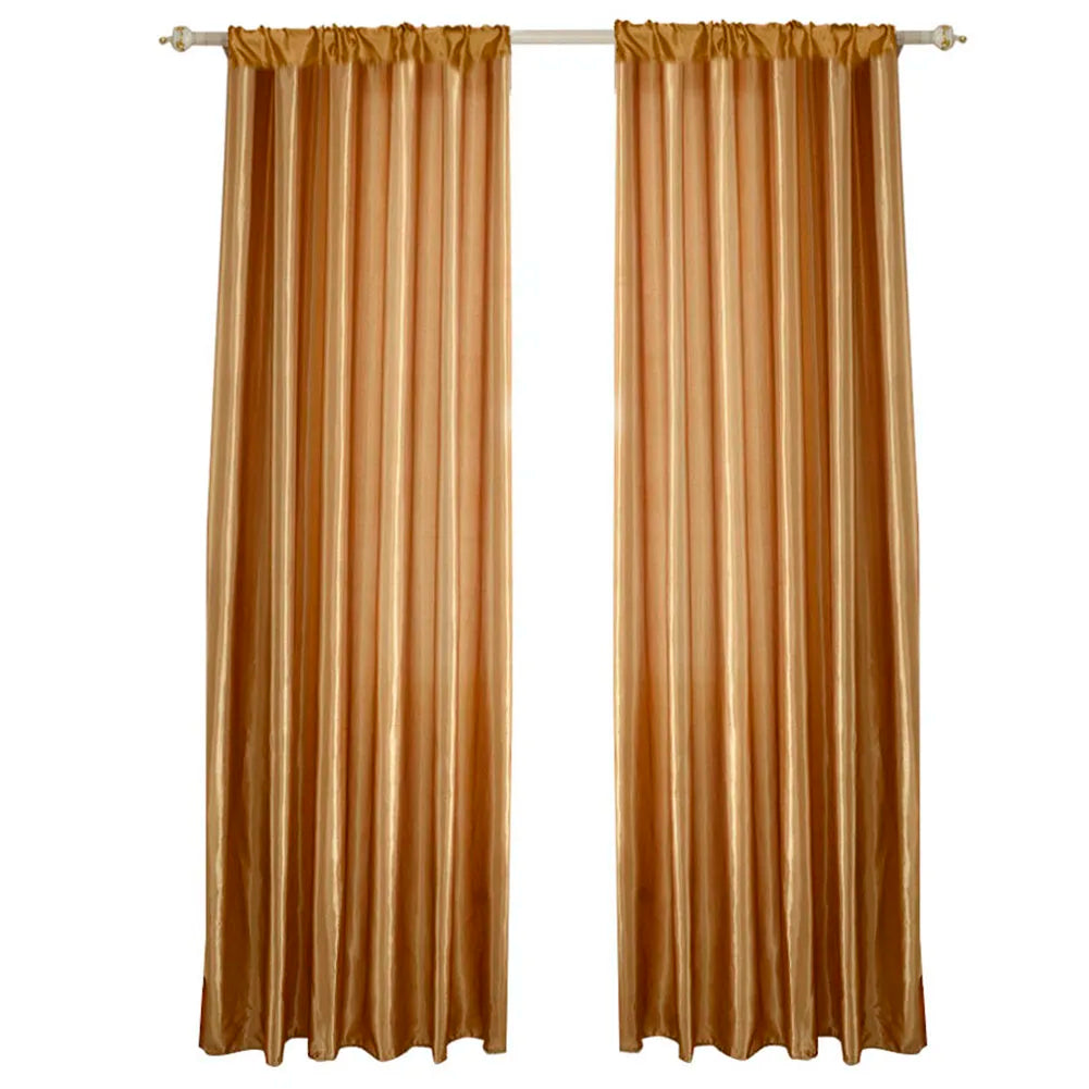 Solid Satin Curtain For Living Room Half Blackout Drape