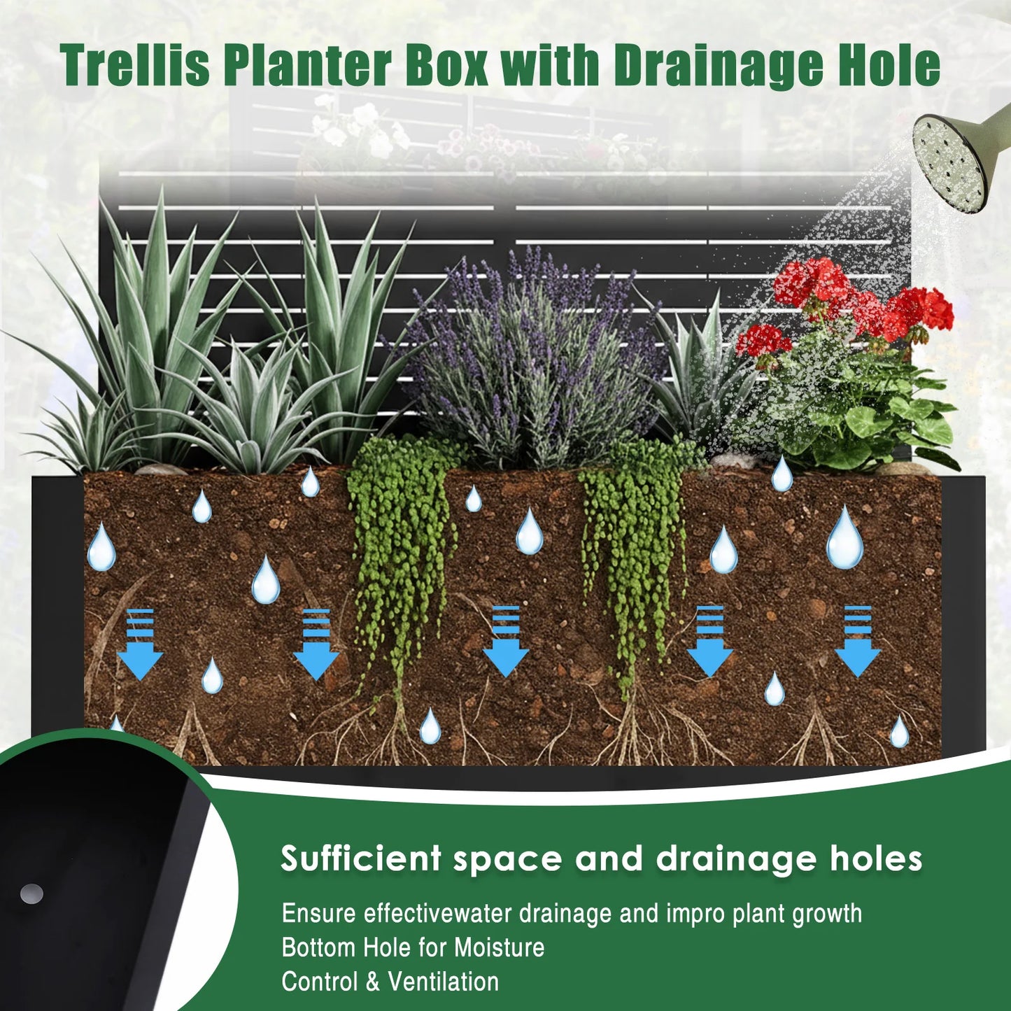Metal Trellis Raised Garden Bed Planter With Wheels Outdoor