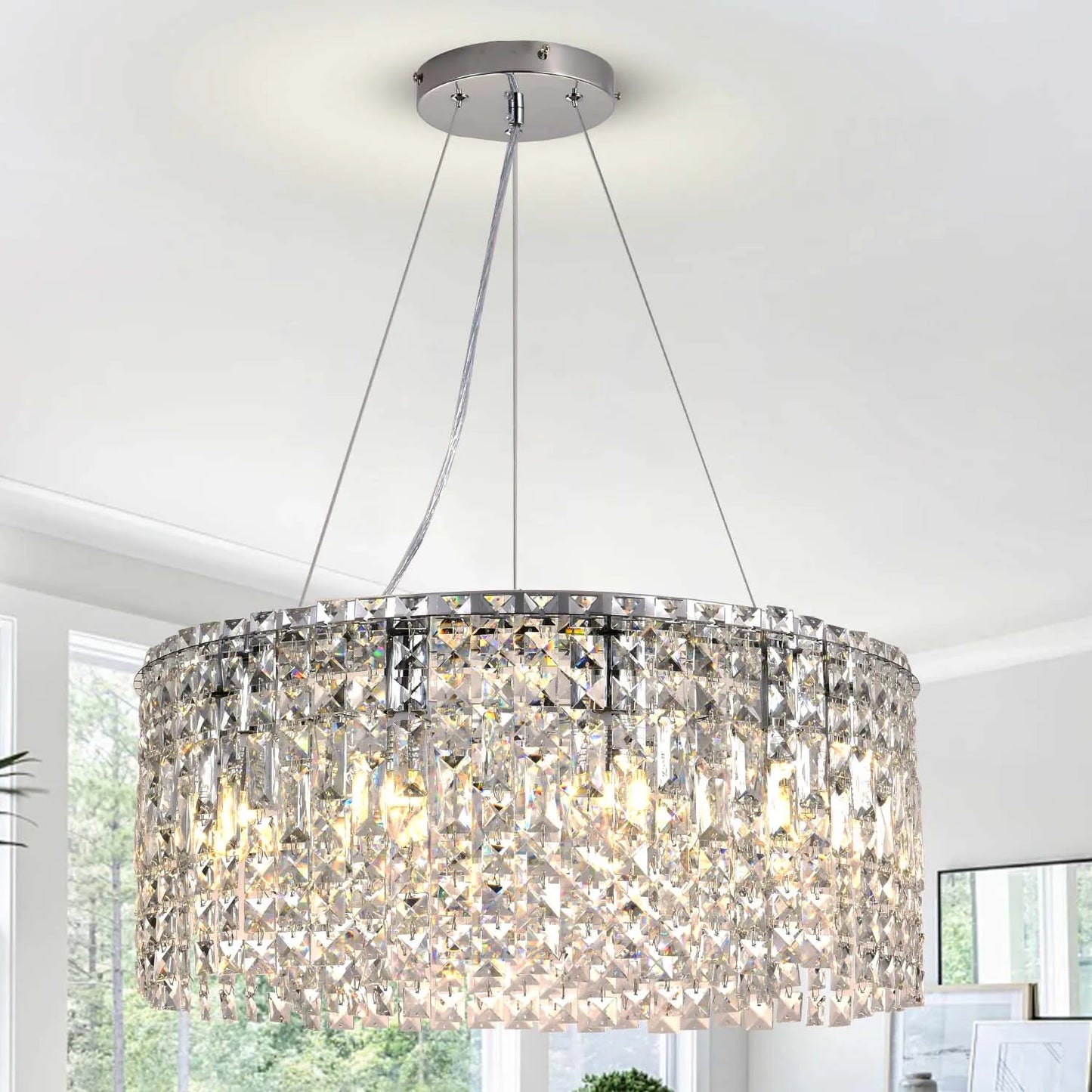 DF Light House Modern Crystal Chandelier for Living Room Pendant