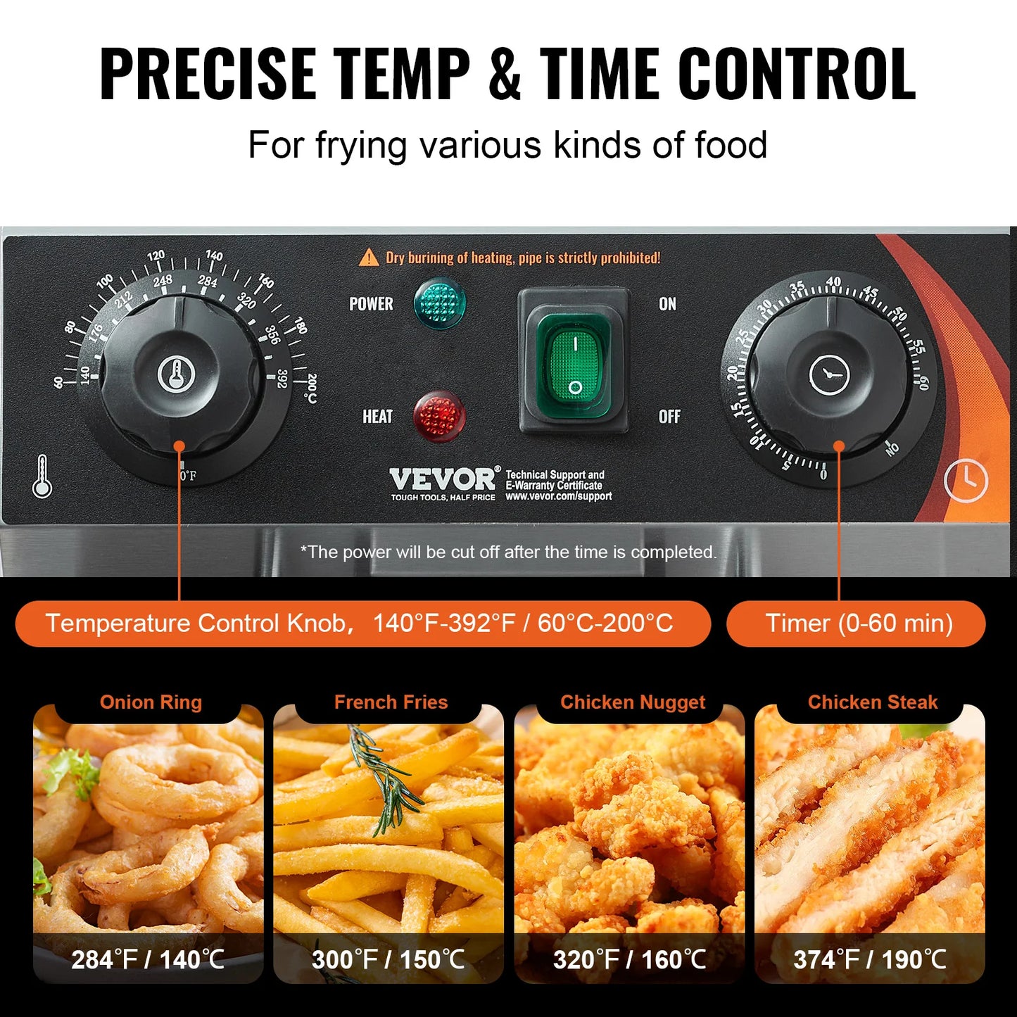 SucceBuy Stainless Steel Commercial Electric Countertop Deep Fryer With Timer