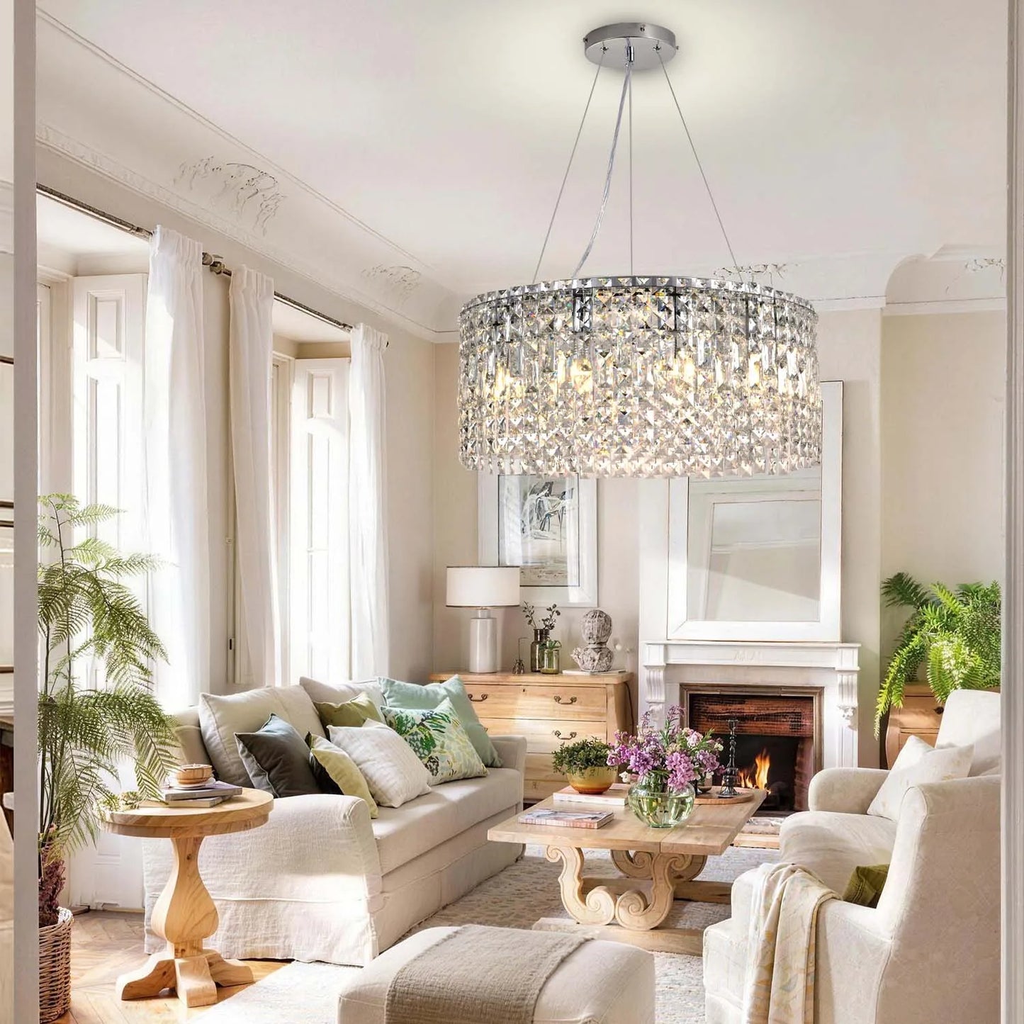DF Light House Modern Crystal Chandelier for Living Room Pendant