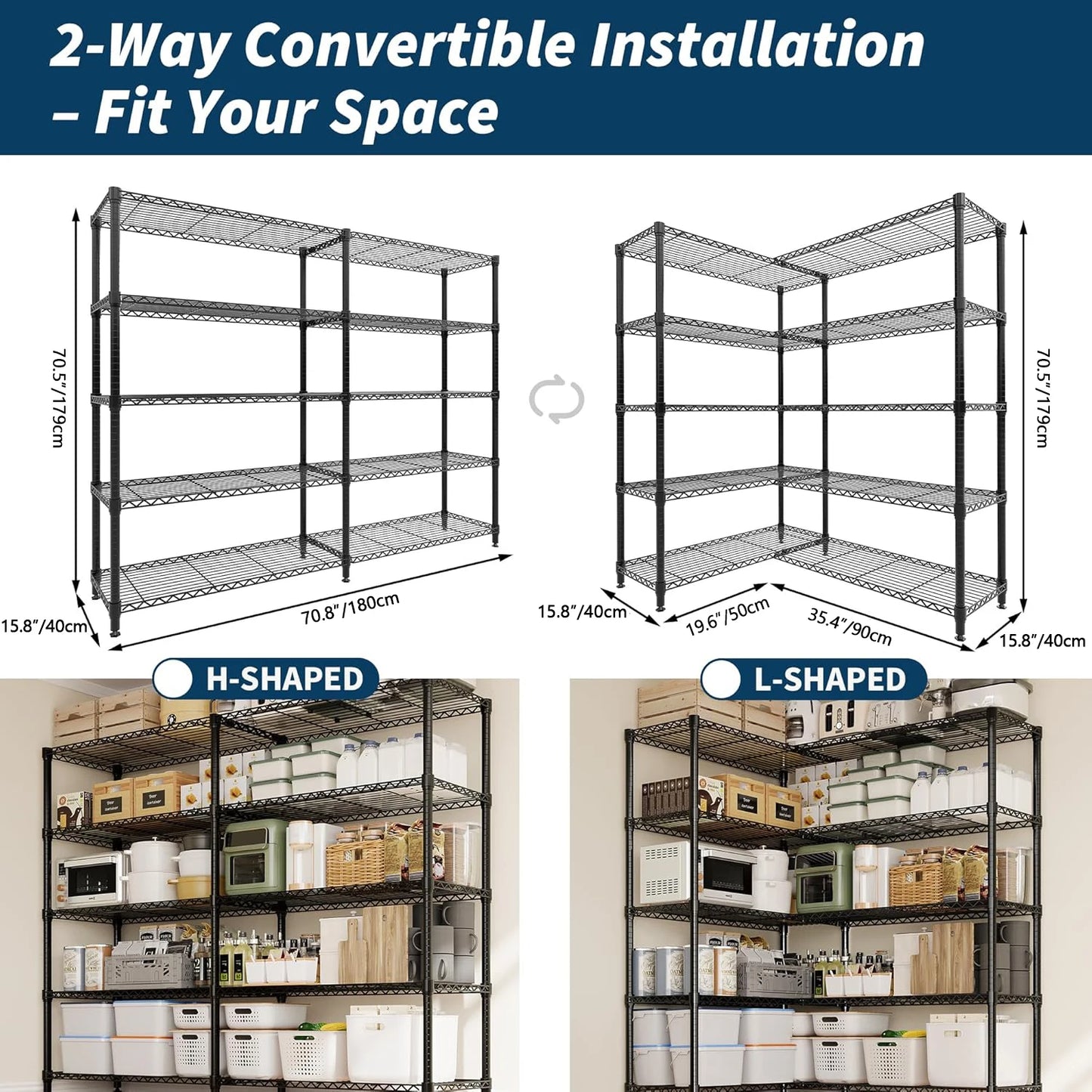 TWISTER.CK Heavy Duty 5 Tier Metal Shelving Unit Garage