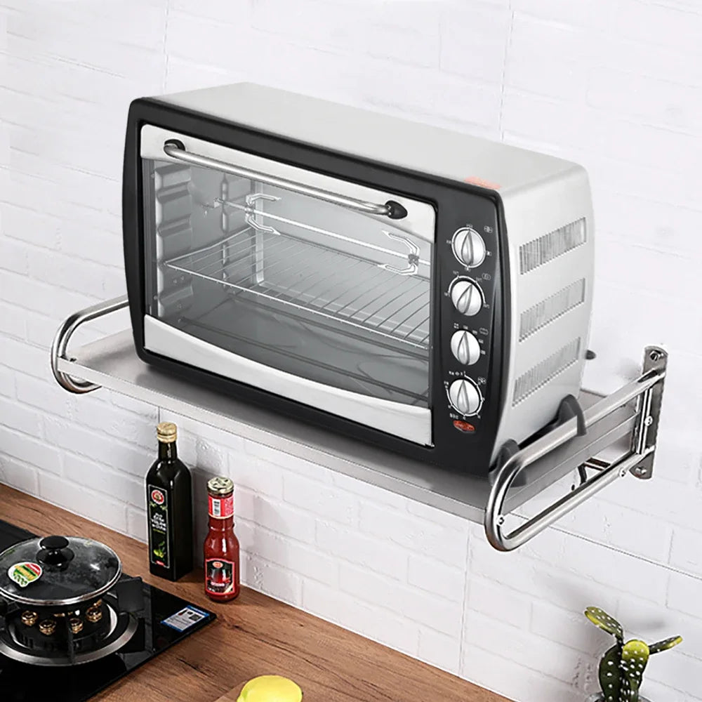 Stainless Steel Microwave Oven Rack Wall Mount Kitchen Shelf