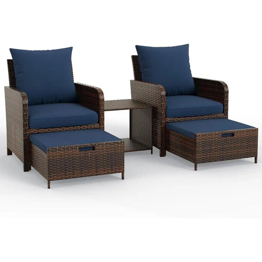 Patio Furniture Set With Hidden Ottoman For Balcony Or Porch