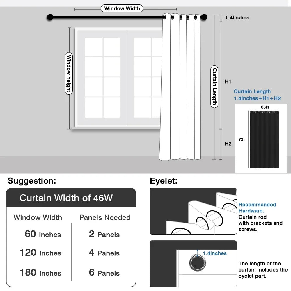NONECN 90 Percent Blackout Curtain For Living Room Window Panel