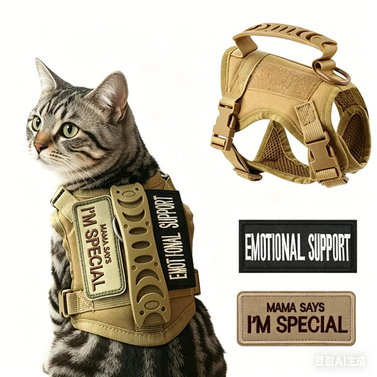 Tactical Cat Harness And Leash Set With Dual Handles Stickers