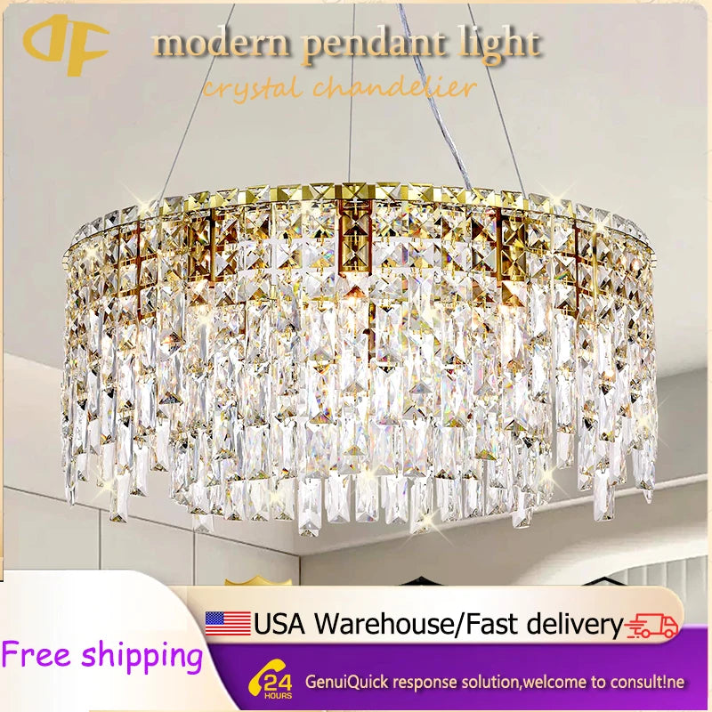 DF Light House Modern Crystal Chandelier for Living Room Pendant