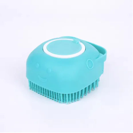 2 In 1 Pet Bath And Massage Brush With Silicone Shampoo Storage For Dogs Cats