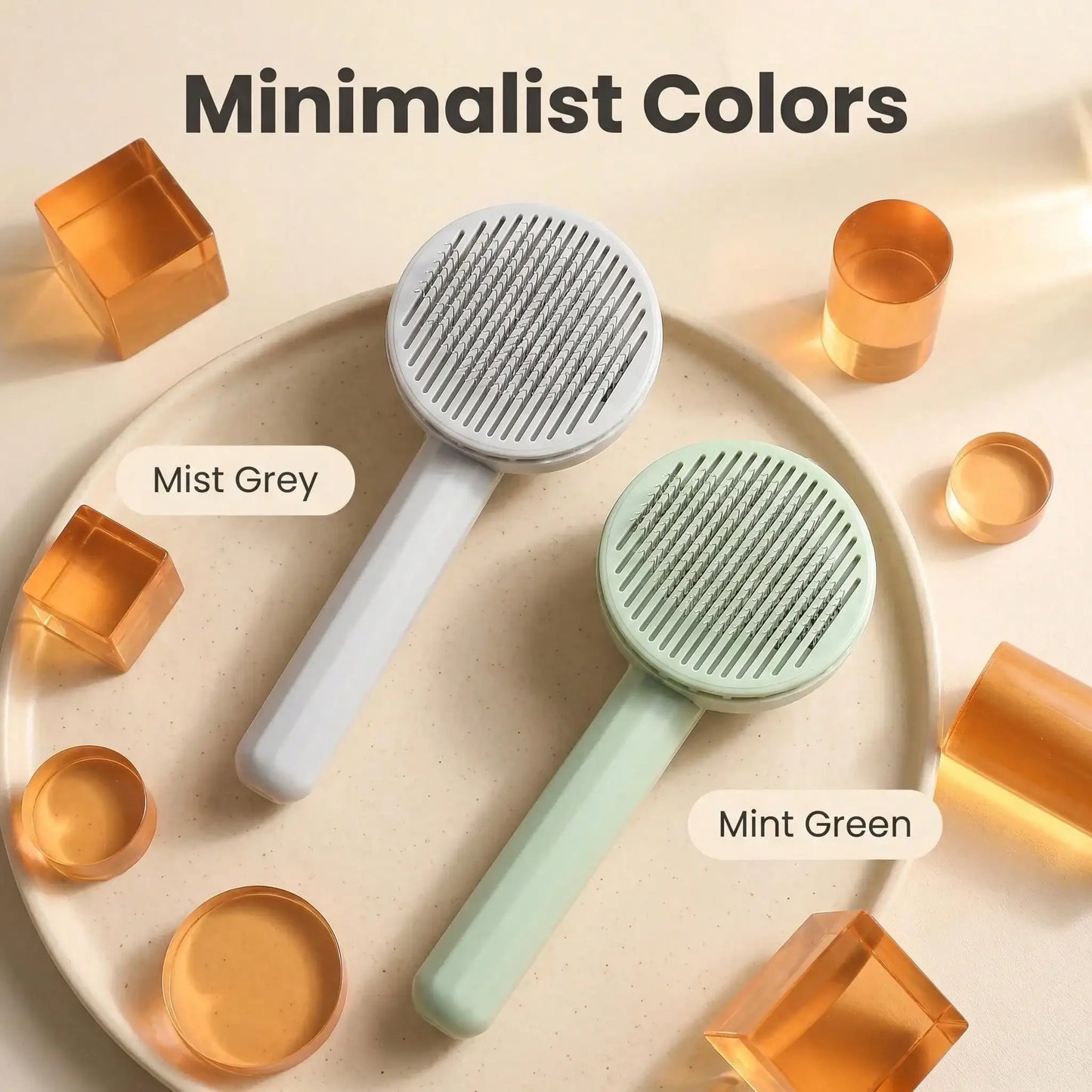 Stainless Steel Pet Comb With Massage Function And Self Cleaning Mechanism