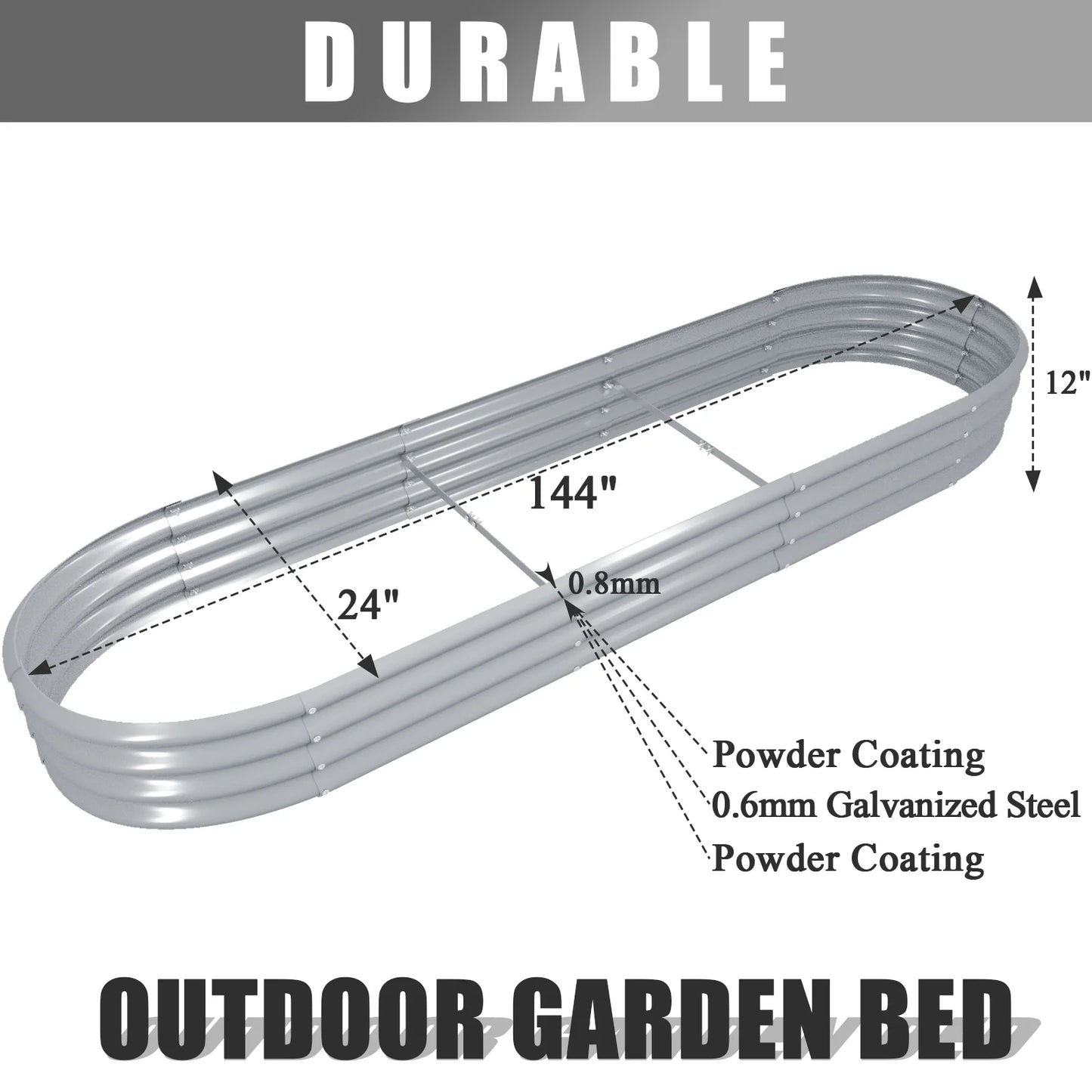 Tramull Galvanized Raised Garden Bed Planter For Vegetables Herbs Fruits Setup