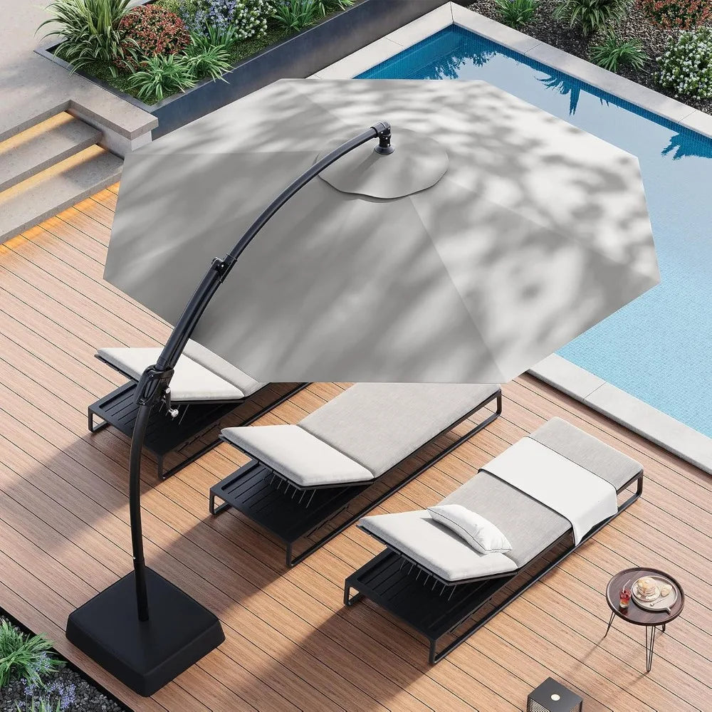 Cantilever Patio Umbrella With Sandbag Base UPF50 Protection