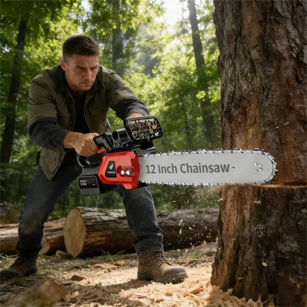 Portable Outdoor Cordless Electric Saw With Dual Batteries