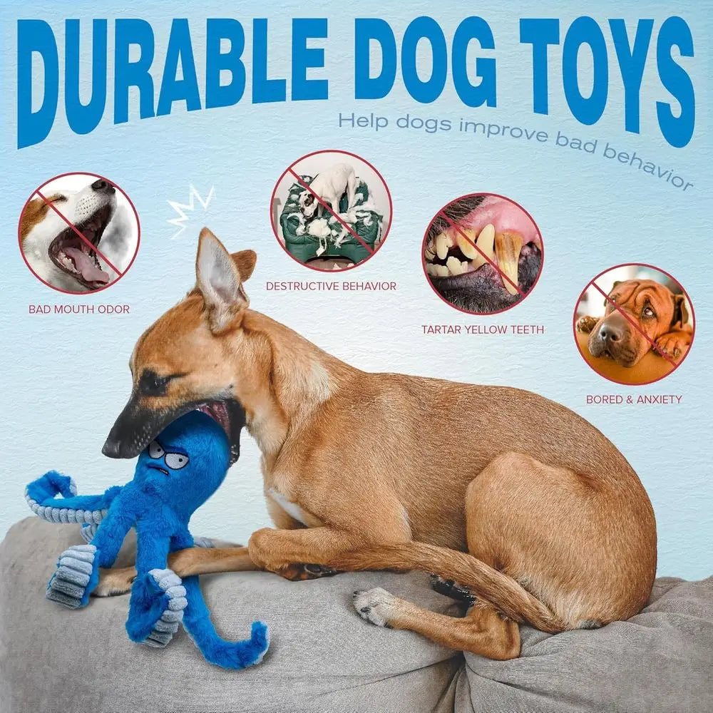 Tough Dog Toys Interactive Squeaky Tug Toy For Aggressive Chewers