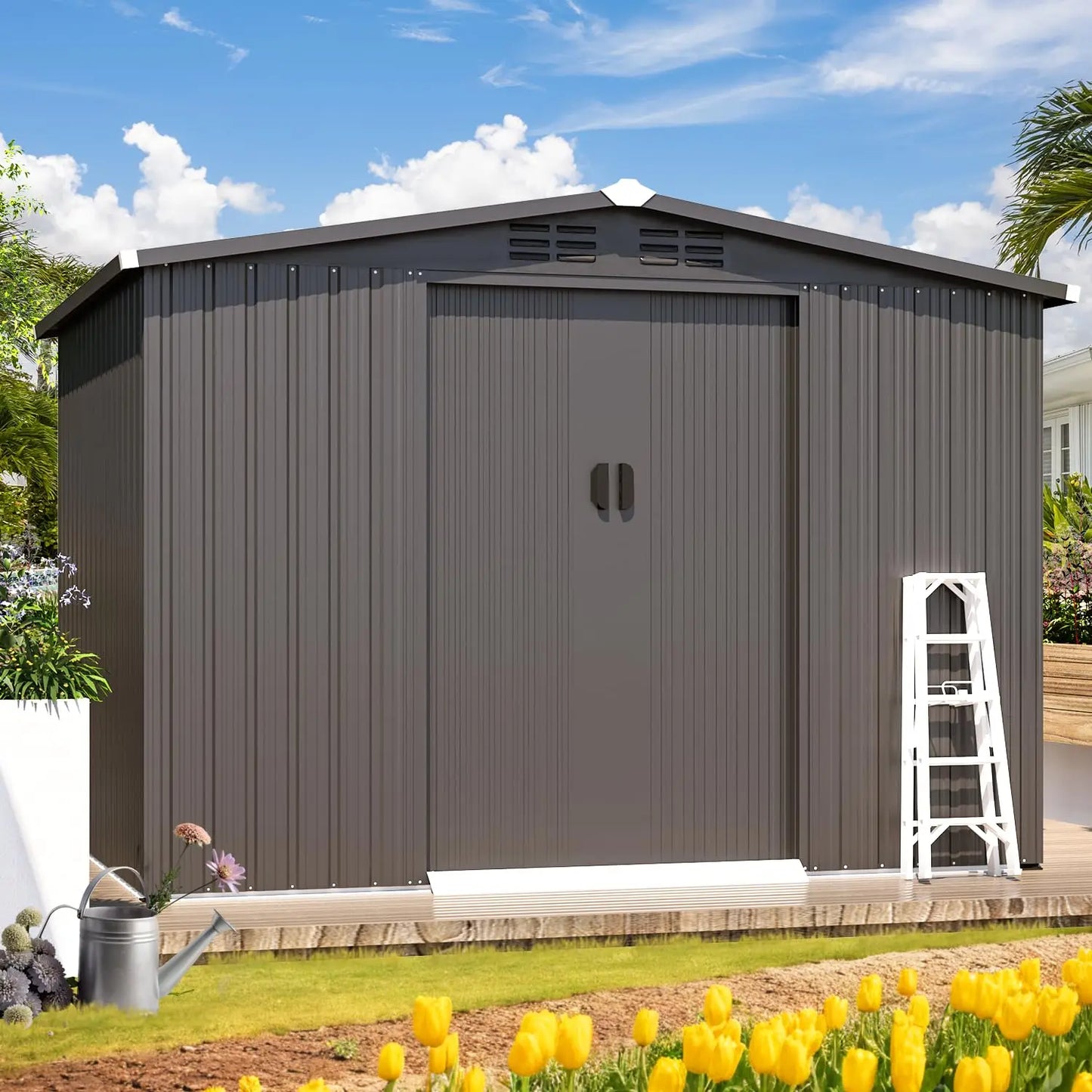 Lockable Steel Storage Shed For Garden Backyard Utility