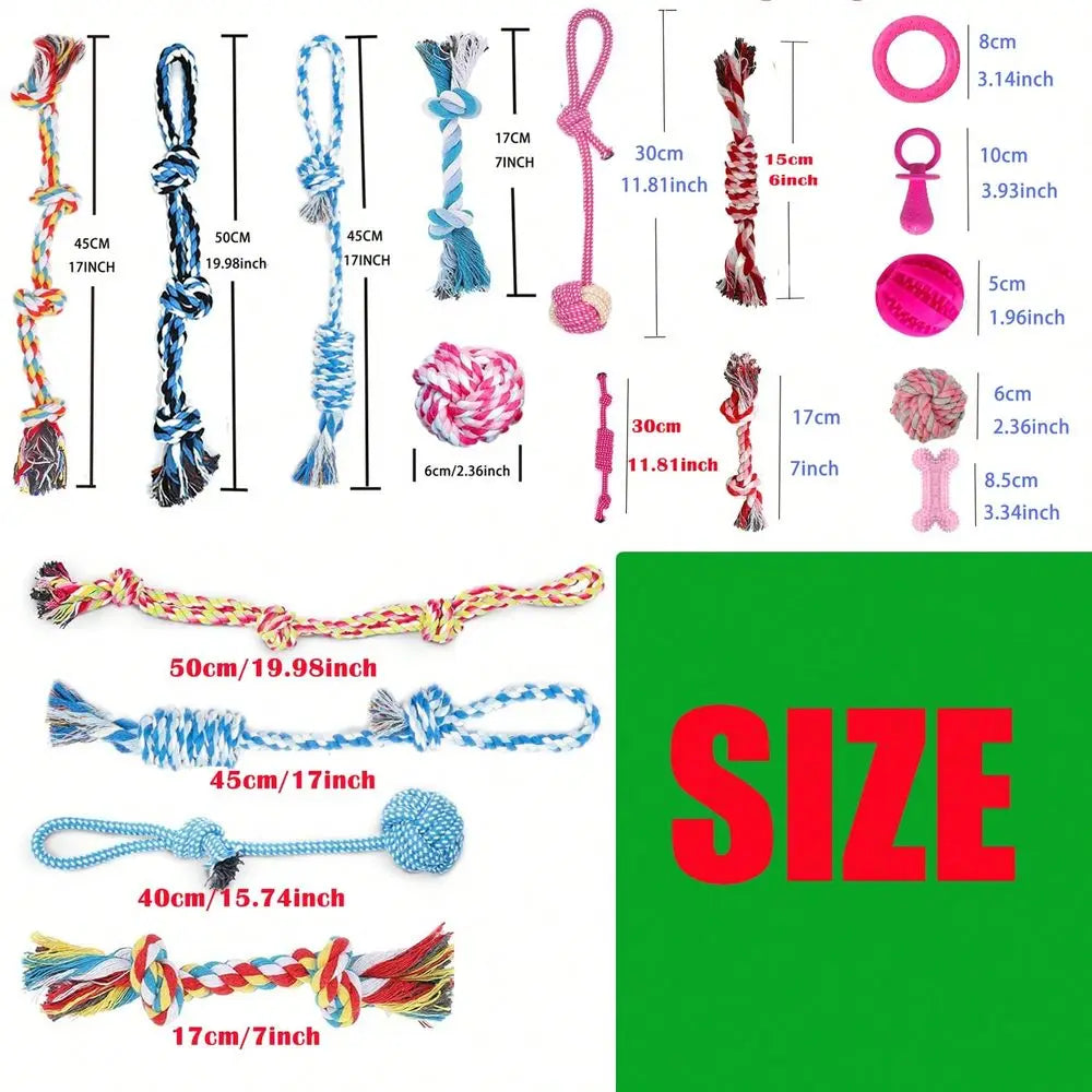 XMSJ Puppy Toys 15 Pack Chew Rope Balls Treat Balls