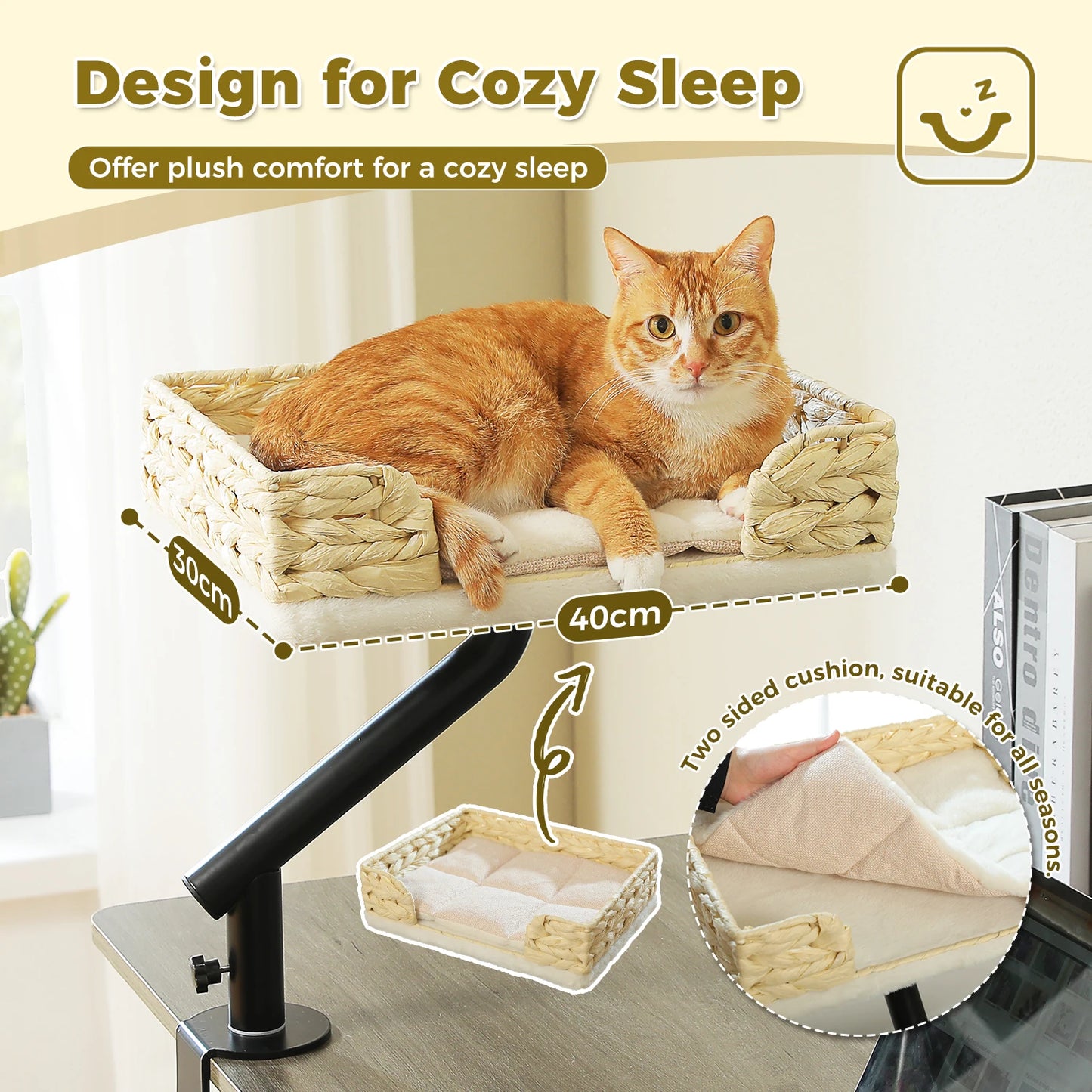 PAWZ Road Cat Desk Bed 360 Rotatable Stand With Adjustable Hammock