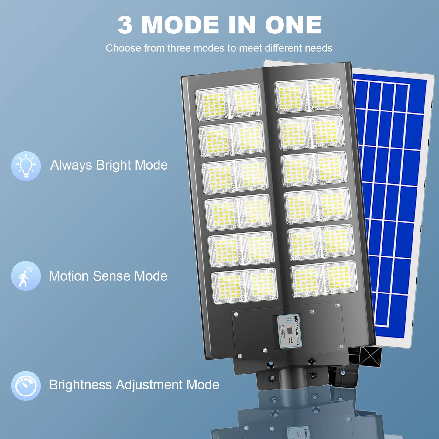 2 Pack 5000W Solar Street Lights Outdoor Motion Sensor With Remote Control