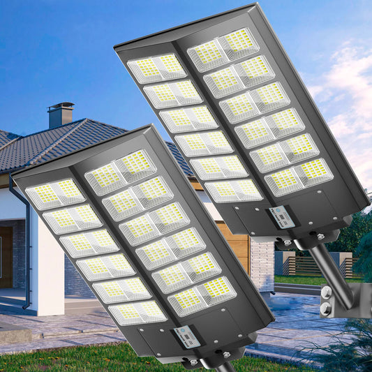 2 Pack 5000W Solar Street Lights Outdoor Motion Sensor With Remote Control