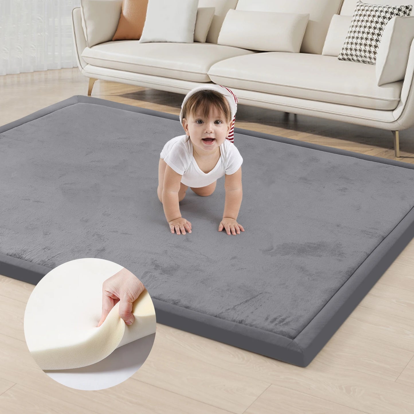 Huloo Sleep Memory Foam Playpen Mat With Non Slip Bottom
