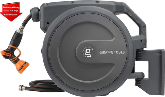 Garden Hose Reel Retractable Wall Mounted Automatic Rewind Lock