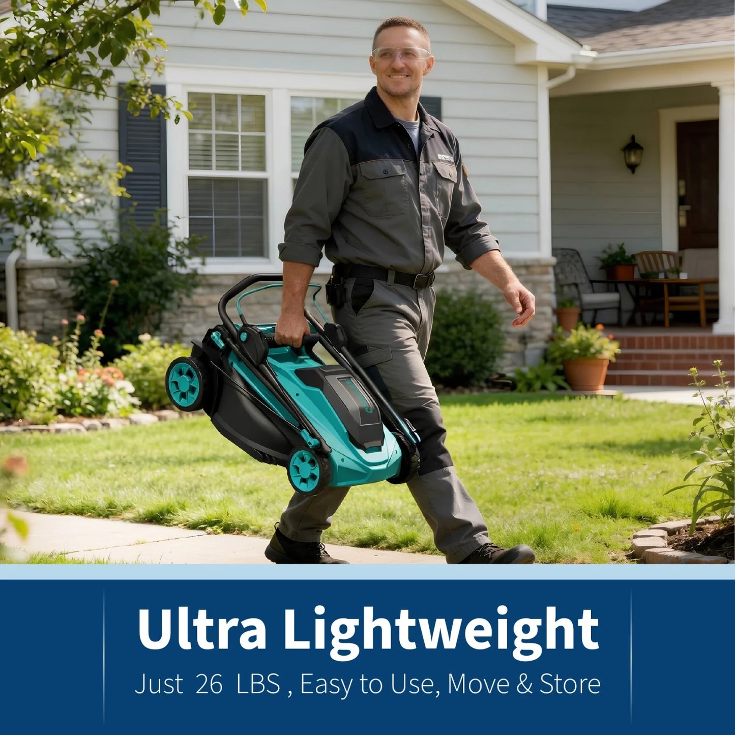 HiMISS Cordless Lawn Mower With 2x20V 4.0Ah Batteries