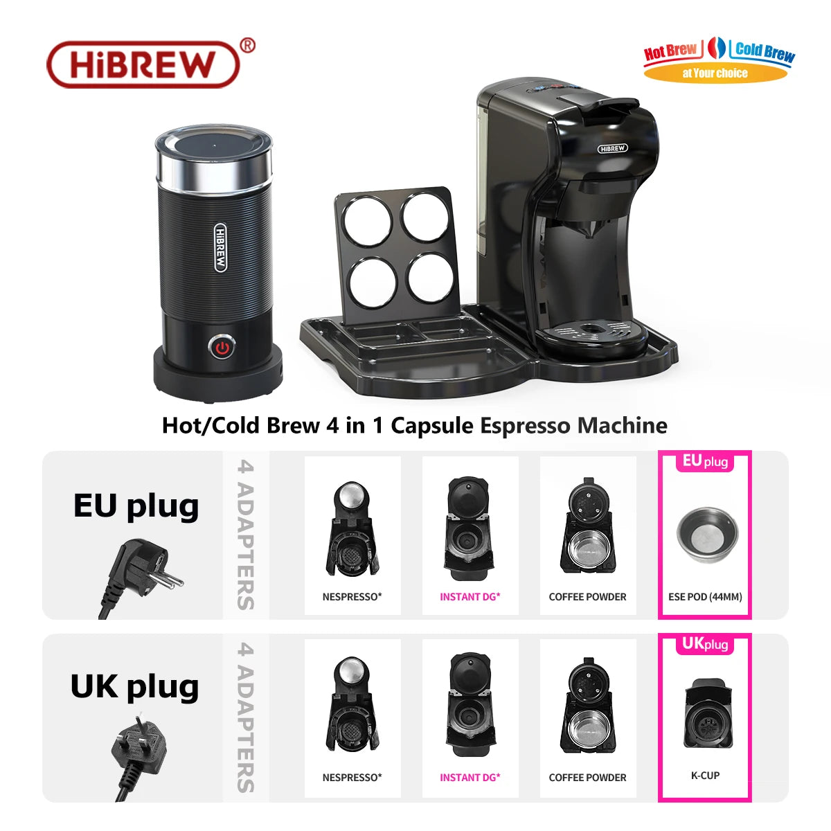 HiBREW 19 Bar 4 In 1 Espresso Coffee Machine Nespresso Dolce Gusto Compatible