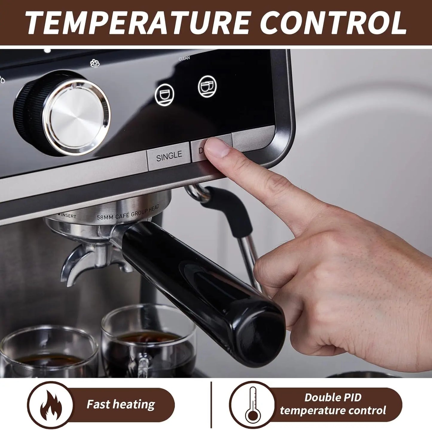 Acekool Espresso Machine With Grinder Milk Frother 20 Bar