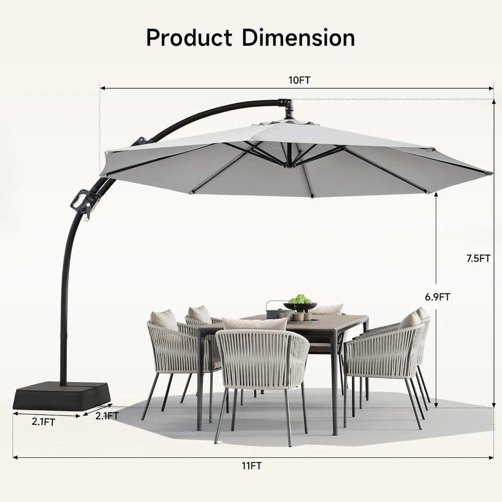 Cantilever Patio Umbrella With Sandbag Base UPF50 Protection
