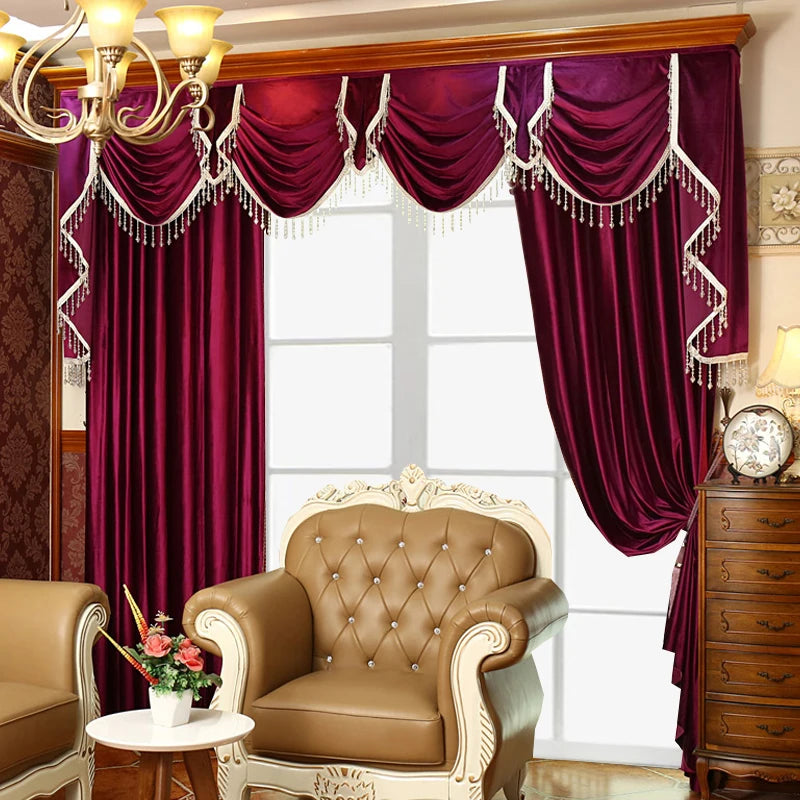 Luxury Thickened Flannelette Blackout Curtain For Living Room
