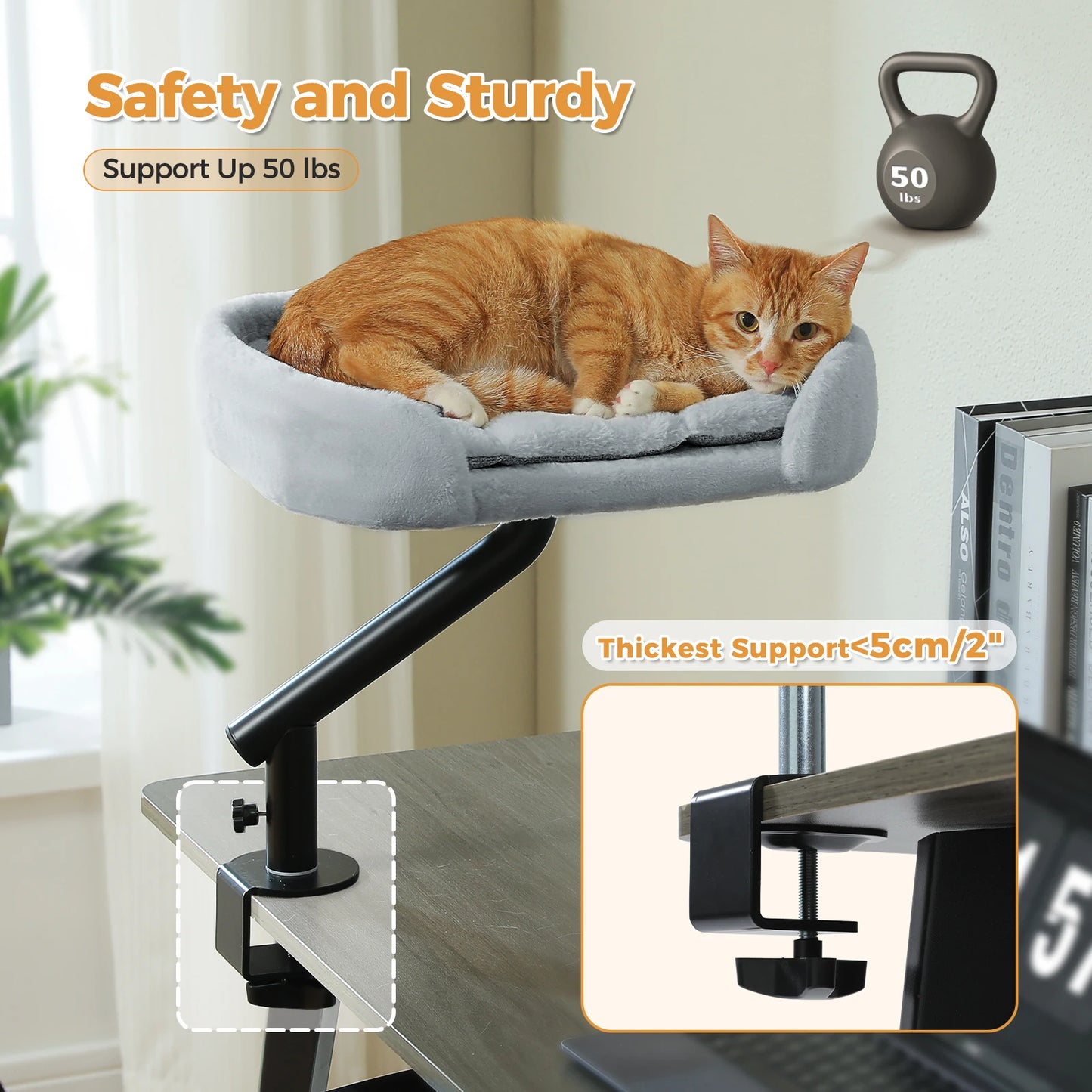 PAWZ Road Cat Desk Bed 360 Rotatable Stand With Adjustable Hammock