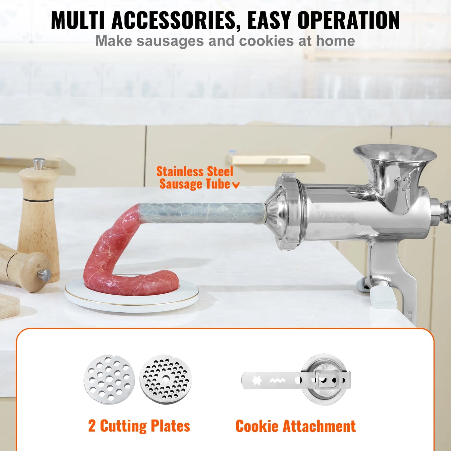SucceBuy 304 Stainless Steel Manual Meat Grinder Table Clamp Mincer