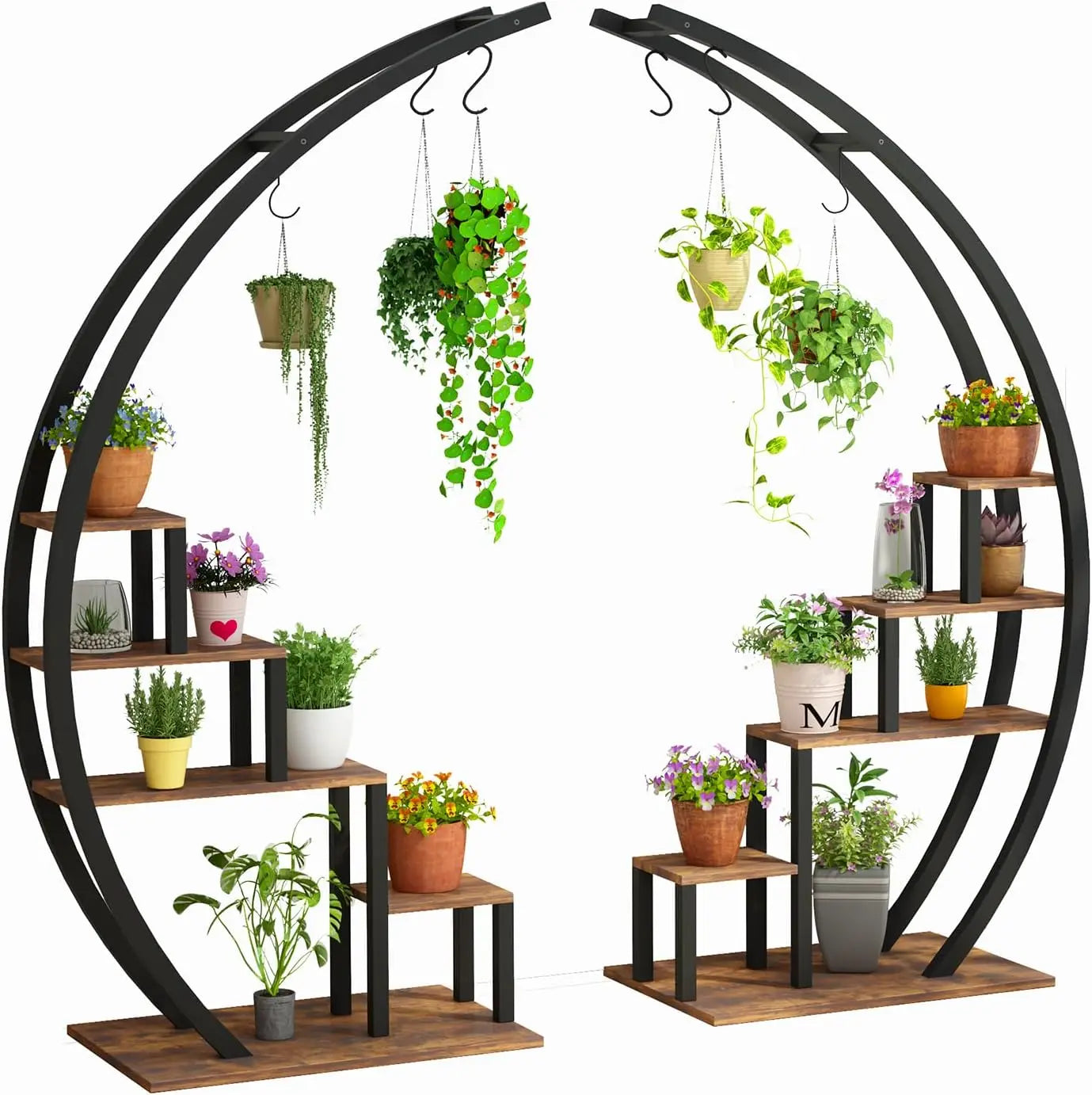 TWISTER.CK 5 Tier Metal Half Moon Plant Stand Indoor Garden Shelf